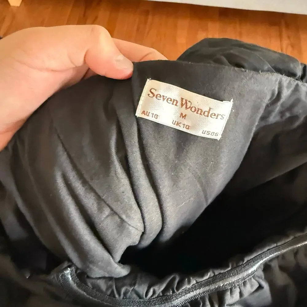 Seven Wonders Cotton Strapless Black Cocktail Dress Ruffled Top Preppy Summer - Picture 3 of 9